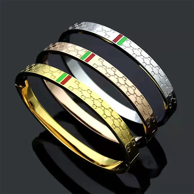 2022 neue Luxus Doppel G Snap Armreif Mode Paar Männer Frauen Armband Klassische Edelstahl Designer Armbänder Schmuck