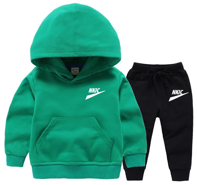 Ropa de invierno para niños, traje deportivo con logotipo de marca, conjuntos para niños, cálido, 100% algodón, traje deportivo, pantalones con capucha de manga larga, 2 unids/set, suéter para bebé