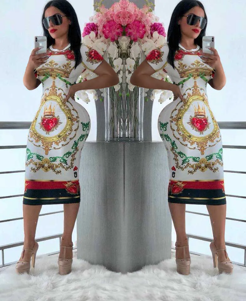 Nya kvinnliga klänningar Spring och Summer Fengmasson Multicolor Digital tryckt klänning Ny tryckt nattklubbklänning