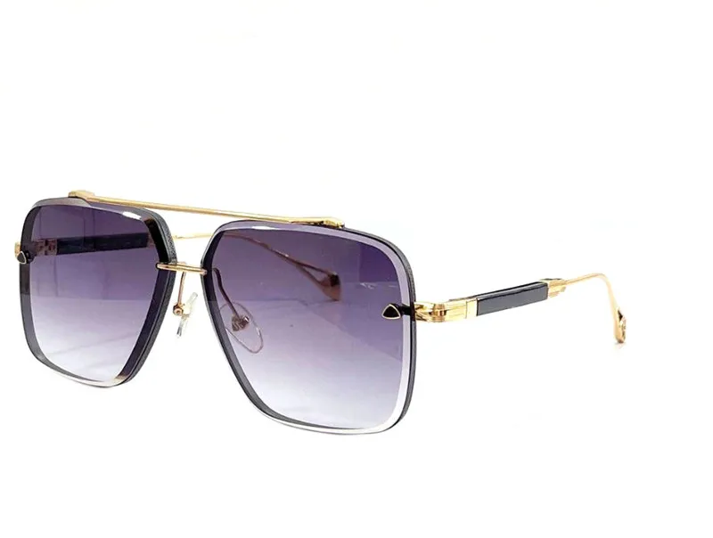 أعلى الرجال تصميم نظارة شمسية Gen Square Cut Lens K Gold Frame Wimitiete Electriplating Simple Simple Syme Hight UV400 نظارات حماية UV400