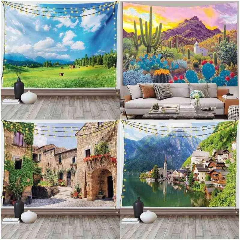 Tapisserie Wüste Kaktus Tapisserie Italien Europäische Palastgarten Wandteppiche Mo