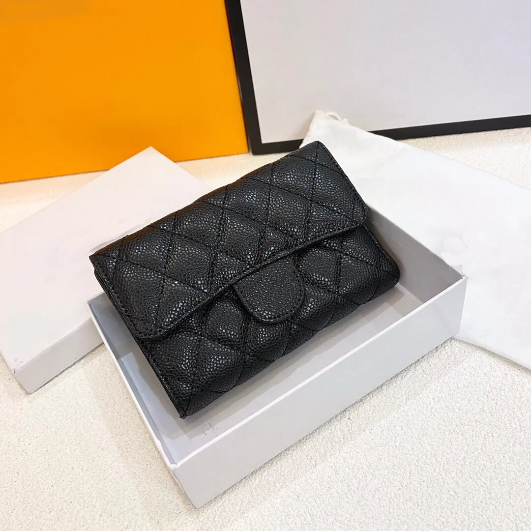 Wallets Luxury Classical Women Bag Brand Fashion Caviar Leather Business Card Holder Genuine Credit Fashion Purses 220329