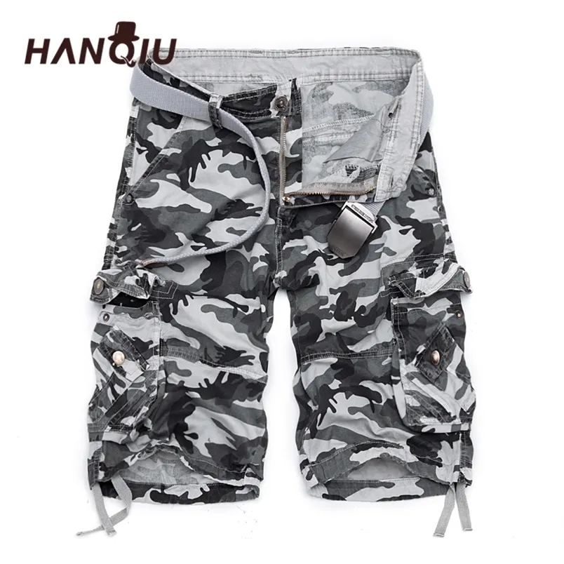 Kamouflage lös last shorts män cool sommar militär camo korta byxor homme last shorts inget bälte 220507