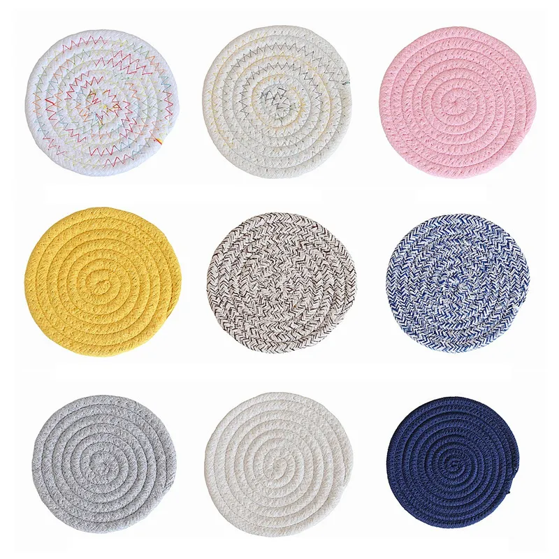 Cotton Thread Insulation Placemat Woven Anti-Scalding Mat Nordic Minimalist Pot Pad Cotton Rope Table Mat LX4820