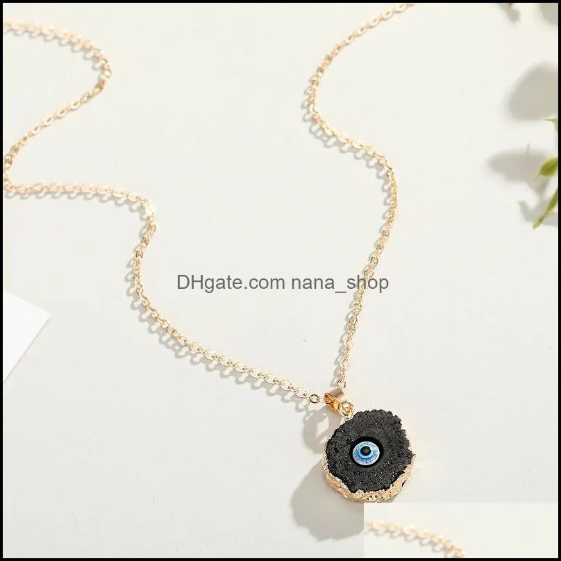 Fashion Round Heart Eye druzy drusy necklace gold plated Geometry faux natural stone resin necklaces for women jewelry