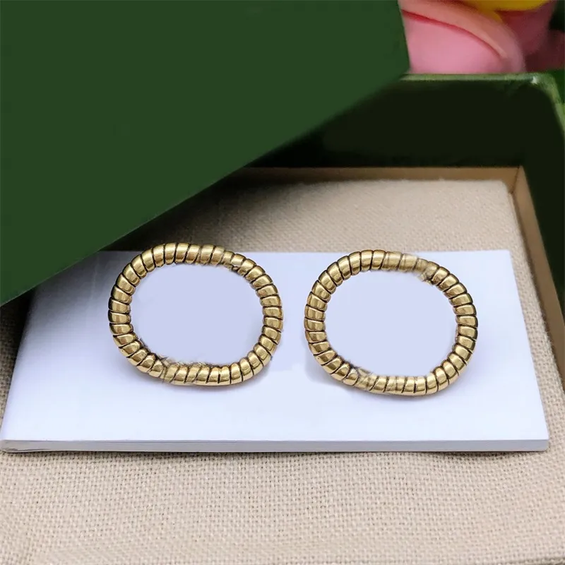 Designer Letters Studs Antique Gold Color Womens Mens Earrings 2022 Jewelry Trial Order Gift Packing 55mld