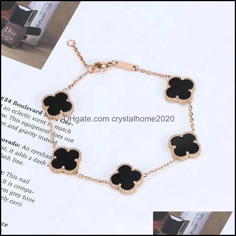 fashion classic clover bracelet pendant mother of pearl stainless steel plated 18k womens girl lover 17cm chain length