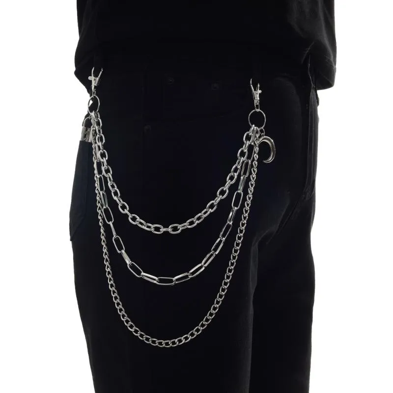 Porte-clés Kpop chaîne de verrouillage sur le jean pantalon femmes lune pour hommes unisexe Egirl EBoy Harajuku Goth accessoires esthétiques