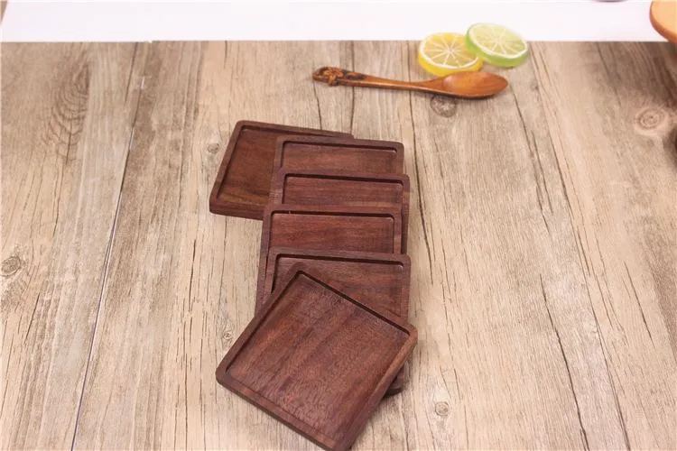 Wooden Coasters Black Walnut Cup Mat Bowl Pad Coffee Tea Cup Mats Dinner Plates Kitchen Home Bar Tools