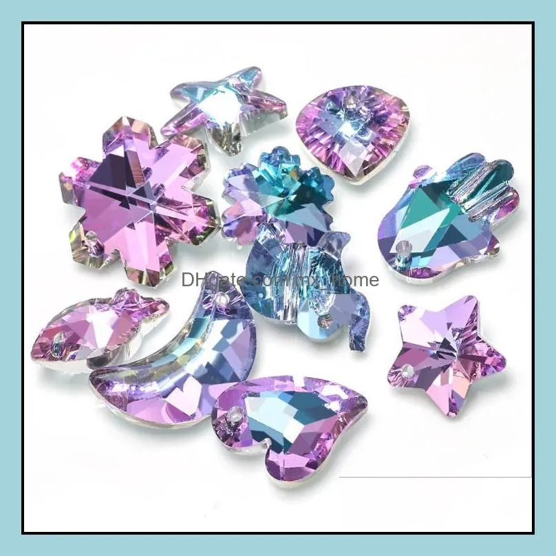 Crystal Glass Necklace Pendant Fantasy Pink Purple Star Moon Snowflake Personality Creative Pendants diy Earrings Phone Bracelet Jewelry