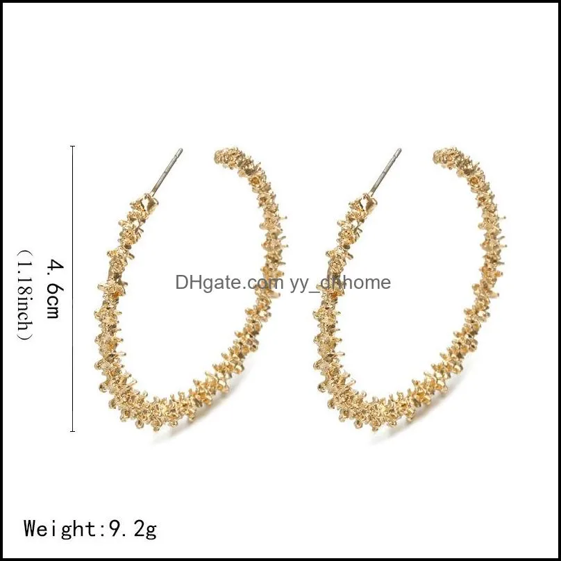 New Korean Metal Big Hoop Earrings for Women Gold Round C Exaggerated Geometric Statement Earring Elegant Hanging Fashion Jewelry