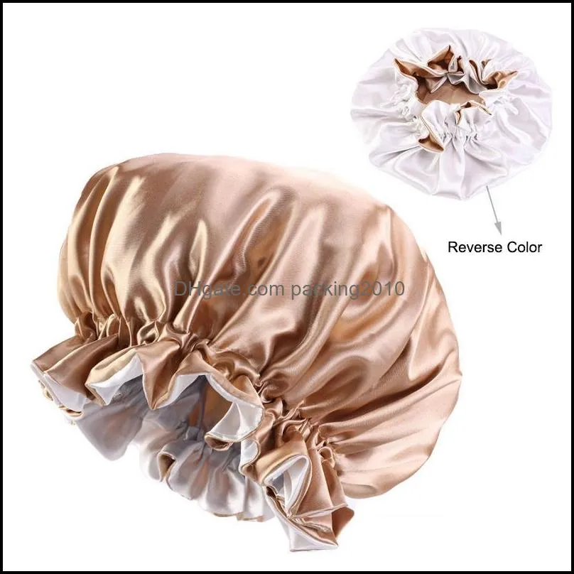 RTS Silk Night Cap Hat Double side wear Women Head Cover Sleep Cap Satin Bonnet for Beautiful Hair - Wake Up Perfect Daily Factory