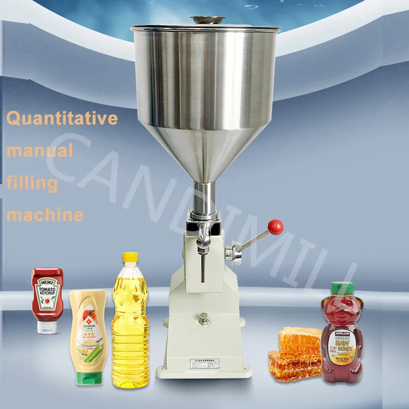 A03 Riempitrice manuale per pasta Riempitrice per gel in acciaio inossidabile Miele Crema di pomodoro Acqua 5-50 ml Regolabile