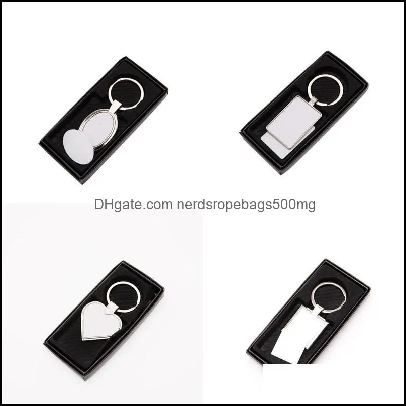 Sublimation Blanks Key Buckle Heart Love Geometry Metal Keyring DIY Keys Chain Valentine Day Holiday Gift 2 4xm UU