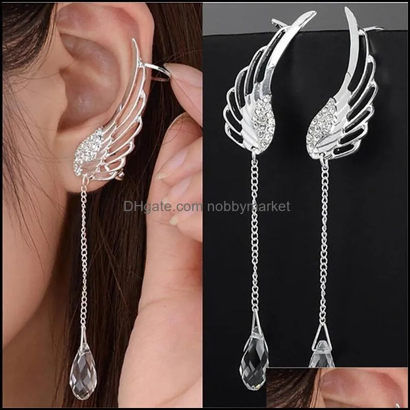 Dangle & Chandelier Fashion Elegant Crystal Pendant Earrings Long Angel Wing Drop For Women