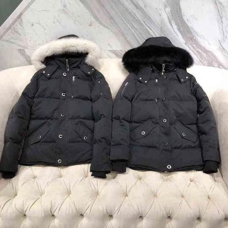 Veste à la veste collier de fourrure masculine parka hivernale étanche à coucher blanc de canard blanc creux de mode hommes et femmes couples Moose Version décontractée pour garder vestestop