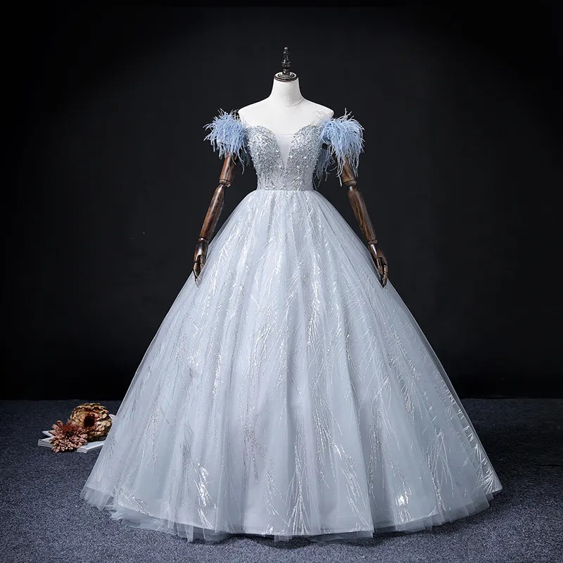 Pale Blue Fairy Tutu Embroidered Veil Medieval Princess Gowns For