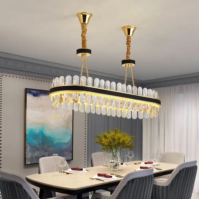 Lâmpadas pendentes de iluminação preta pós-moderna Retângulo de jantar da sala de jantar de cozinha iluminação luminária luminária pendurada