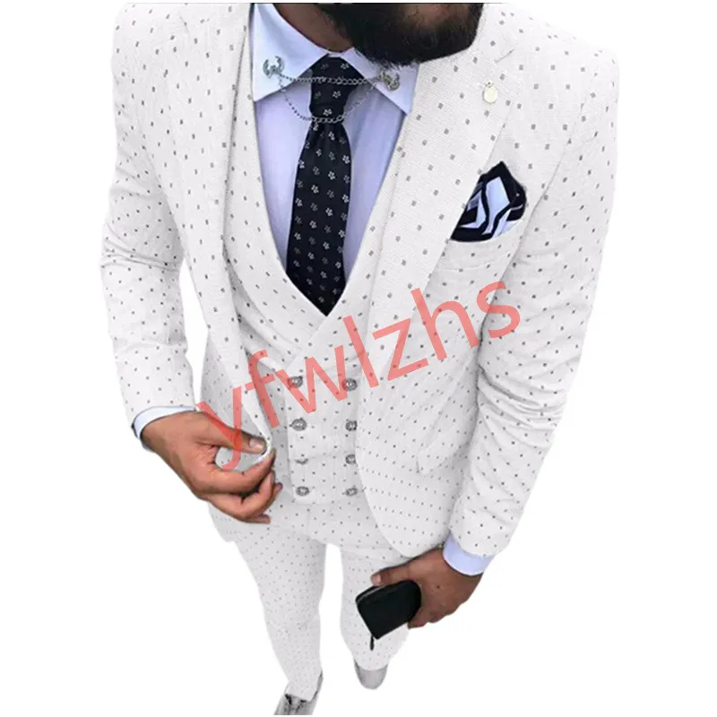 Custom-Made One Button Groomsmen Notch Lapel Men Garnitury Groom Tuxedos Wedding / Prom / Dinner Man Blazer (Kurtka + Spodnie + Kamizelka + Kamizelka) W993