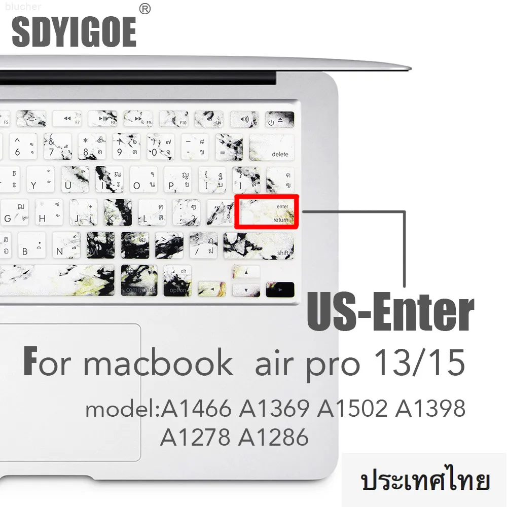 Thailan Cayboard Cover для MacBook Pro13 Retina 15 AIR13.3 USFEED A1466 A1502 A1398 A1278A1286 Защитная пленка с клавиатурой J220715