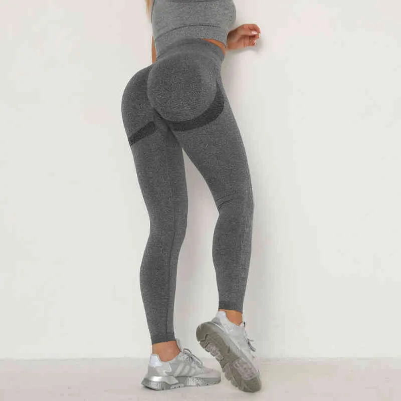 Pantaloni da yoga a vita alta Leggings senza cuciture Sport Donna Fitness Donna Corsa Allenamento Palestra Sport J220706