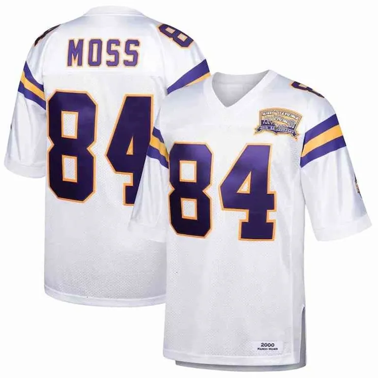 A001 Vintage Youth women Randy 84 Moss Mitchell & Ness 2000 Football Jerseys size S-4XL Custom Sewing an embroidered jersey