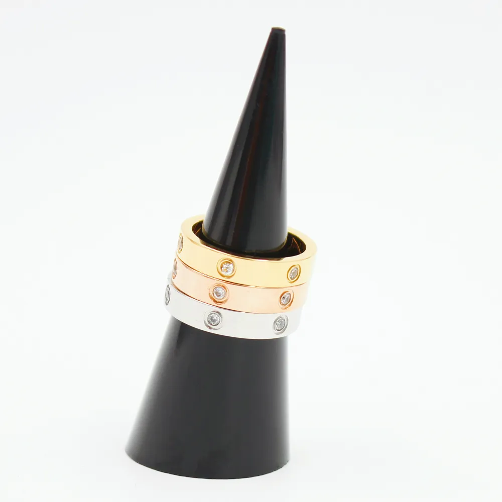 Luxus Shiny Rotierenden Kreis Kristall Ring Edelstahl Gold Liebe Ringe Für Frauen Paar Hochzeit Geschenk Marken Ringe