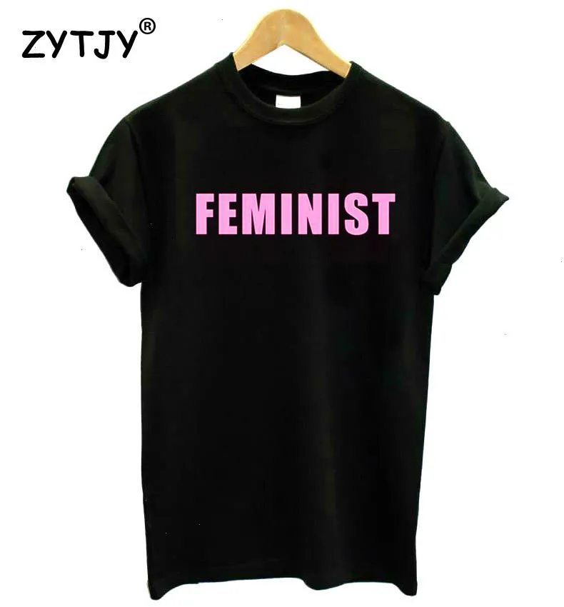 Feministiska rosa bokstäver trycker kvinnor bomull casual t shirt för lady girl topp tee hipster tumblr drop ship hh203-1