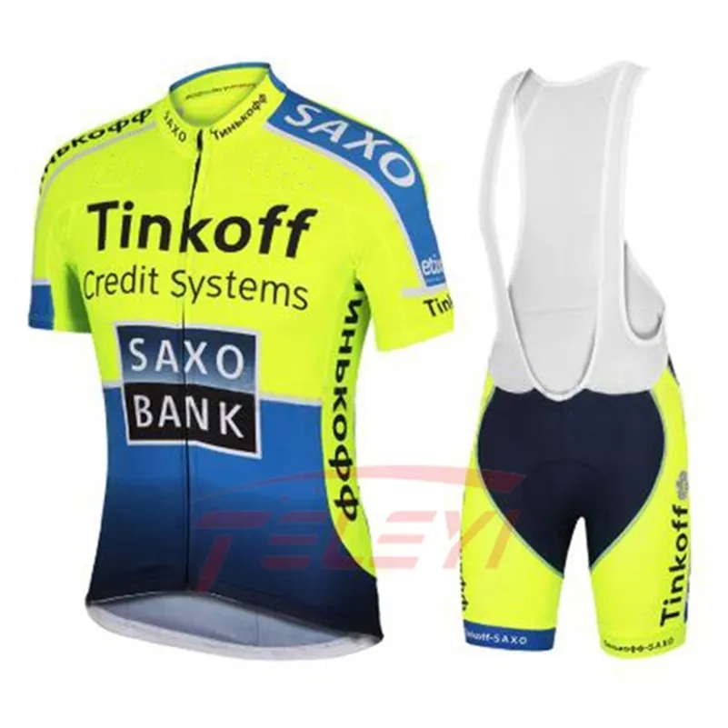 Saxo Bank Tinkoff Team Cykeltröja Set MTB Cykel Cykel Andningsshorts Klädkostym 20D GEL 220726
