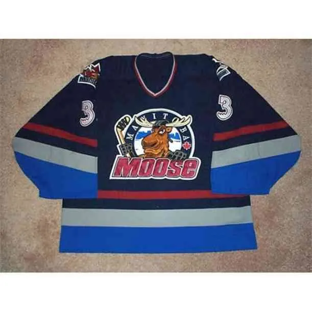 Thr 2001 02 Manitoba Moose 33 Alfie Michaud Hockey Jersey Szyte Dostosowane Koszulki Nazwisko i Numer