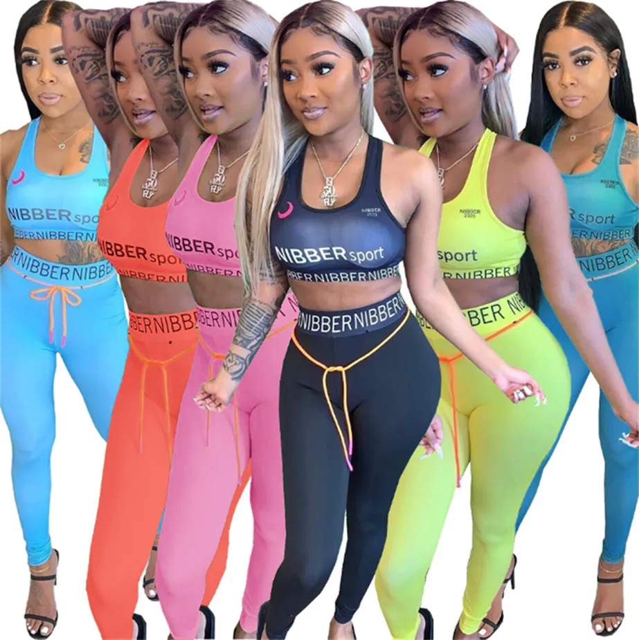 2022 Summer Designer Tracksuits Fashion Clothing Women Two Piece Set Fashion Letter Print Outfits Casual Vest Pants Jogger Sport Suit O-neck K9427