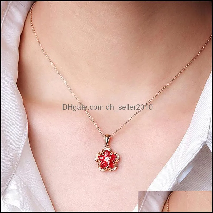 flower necklaces female copper jewelry crystal pendant necklace gift party ladies fashion jewelry18k gold chain necklace