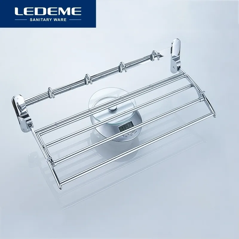 Ledeme rek muur gemonteerd bad dubbele rails houder eenvoudige chromen handdoekrekken lengte 60 cm l809 y200407