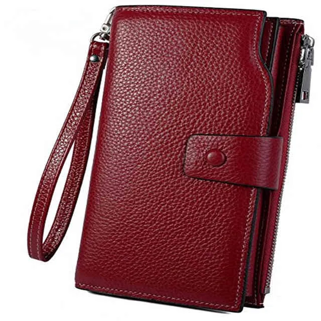 Women's RFID Blocking Large Capacity Luxury Genuine Leather Clutch Wallet Cardholder Clip(1PC/SET)