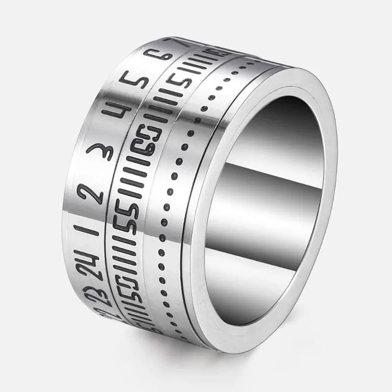 Wedding ringen herenring spinner digitale tijdschaal roestvrij staal mannelijke groothandel juwelen valentijnsgeschenken voor mannen 14mmwedding