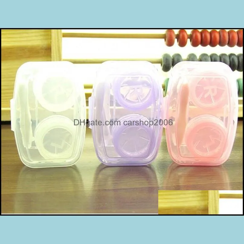 Plastic Portable Beautiful Pupil Box Compact Conjoined Duplex Boxes White Purple Transparent Contact Lens Case Hot Sale 0 8hq J2