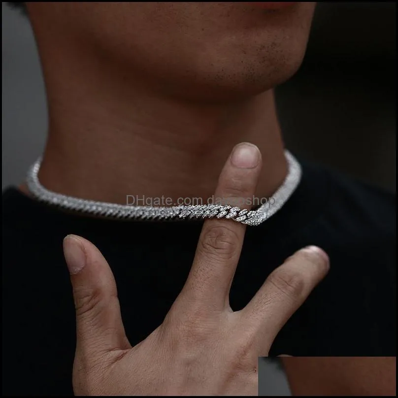 chains 6mm  cuban choker necklace rock street iced out hip hop chain necklaces for men women silver color rapper jewelry