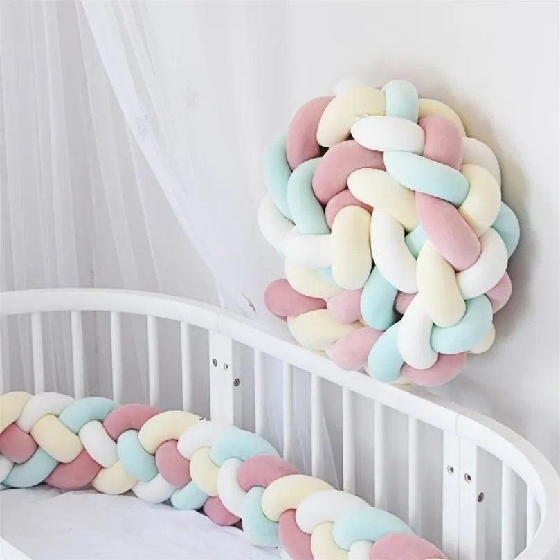 1M/2M Knot Braided Crib Bumper Pillow Cushion Set For Newborns Room