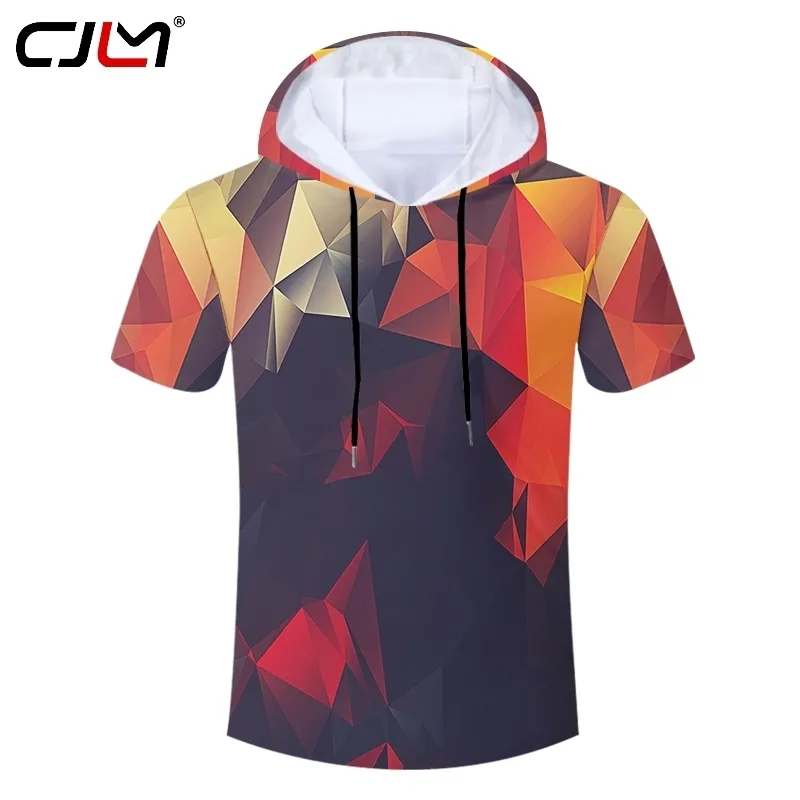 Letnia kolorowa Trend Trend Man Man Lisurre 5xl 6xl 3D Diamond Lose Tshirt Męskie Tshirt z kapturem 220623
