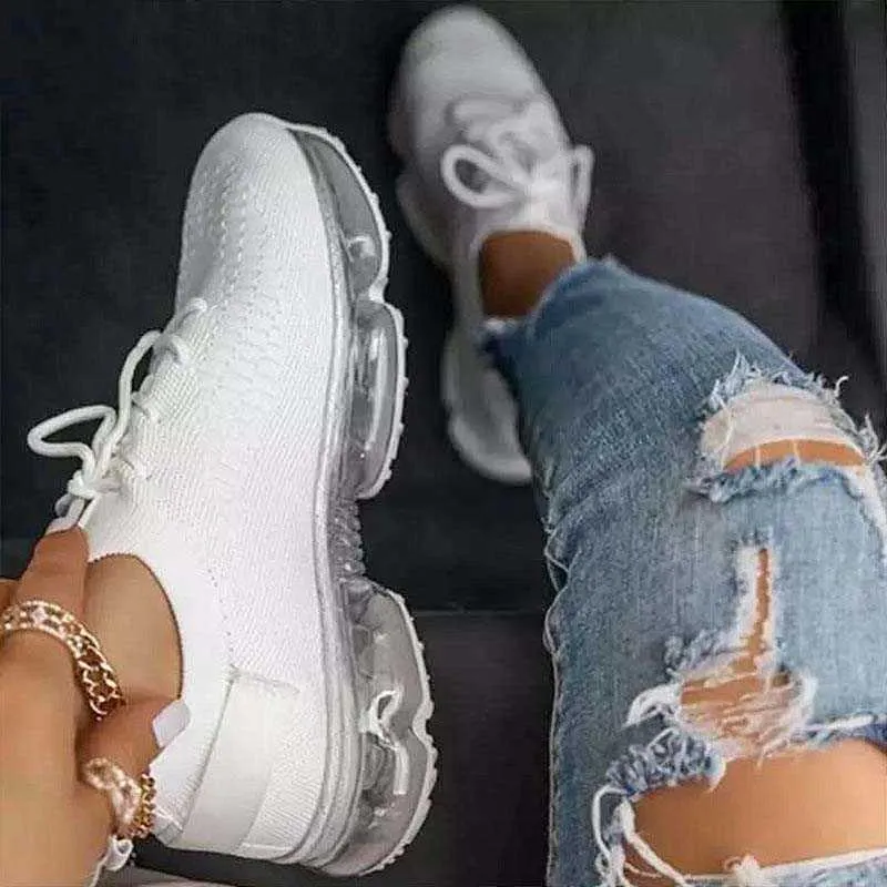 TopSelling Sneakers Solid Air Cushion Vulcanized für Damenschuhe Mesh Breableable Damenschuhe Walking White Sneaker Designer Klassischer Luxus