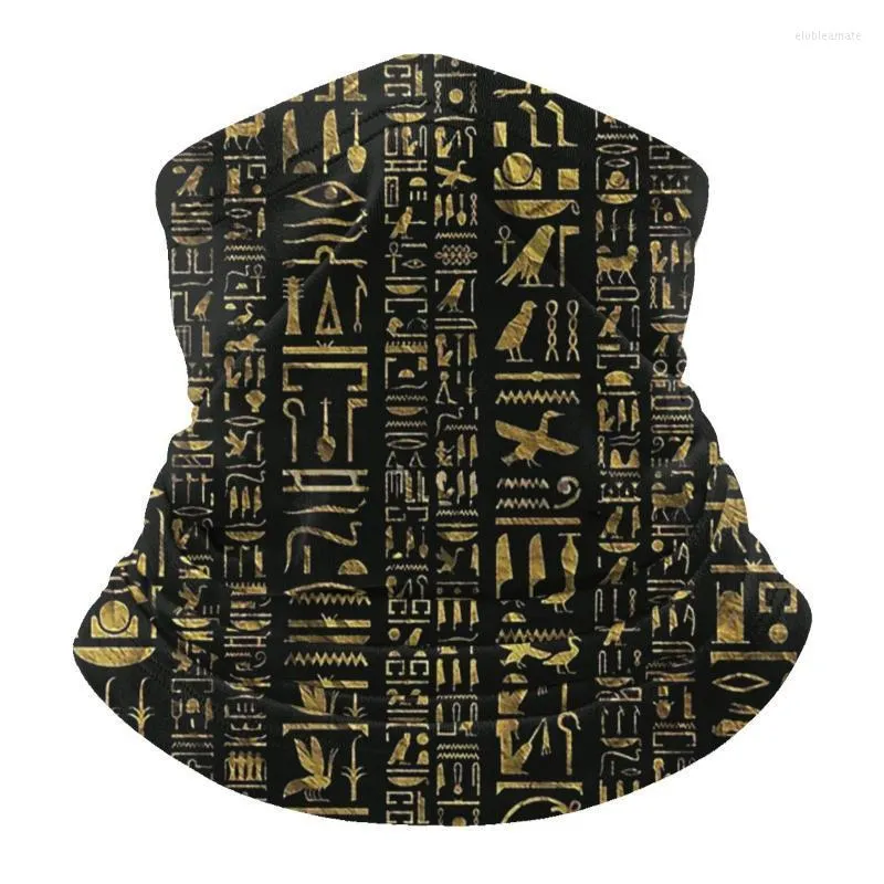 Kyi Kyi Beret Hieroglyphs Vintage Gold Black Multifunctional Scarves