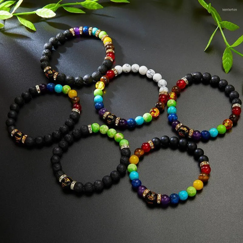 Charm armband handgjorda 7 chakra helande armband kristall elastisk kedja yoga meditation reiki bön pärla stenar balans diffusor warp kent