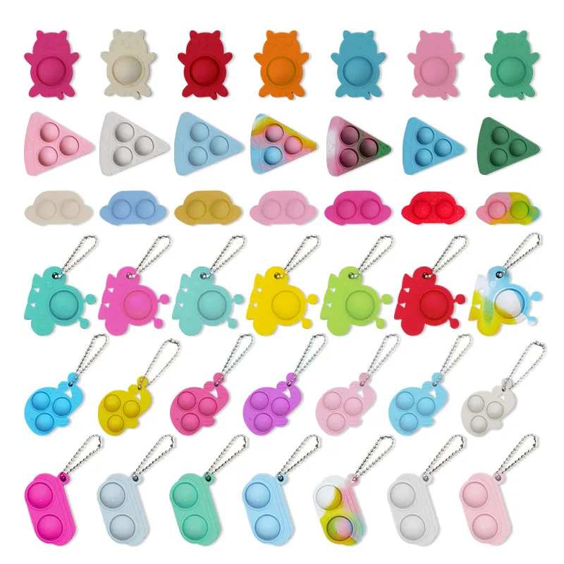 ألعاب Mini Mini Simple Toys Keychain Push Bubble Key Ring Toy Sensory Toy Educational Children Declipression Accessor Toys Toys Toys Gifts