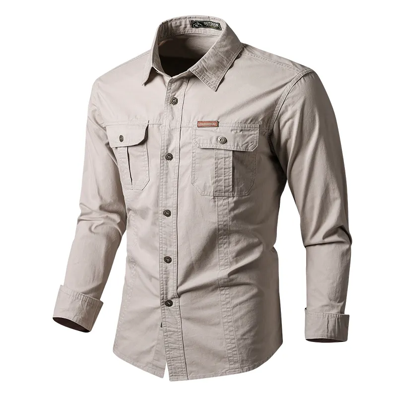 Camicie Militari Di Cotone Da Uomo Abbigliamento Casual A Manica Lunga Lavoro Colore Massiccio Da 6 67 DHgate