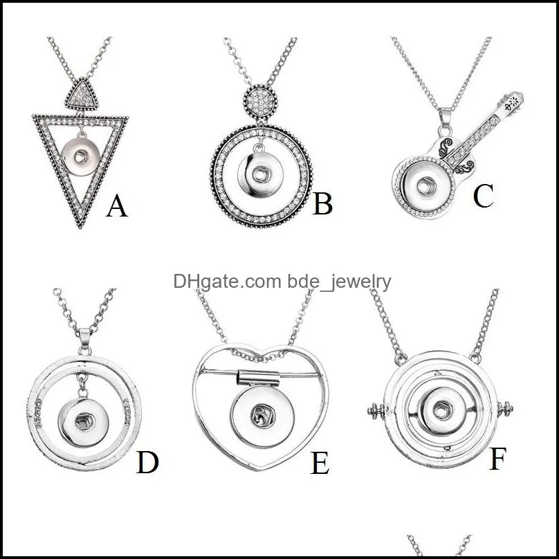 fashion crystal snap button pendant circle heart triangle charms c fit 18mm ginger snap buttons gift party necklace jewelry