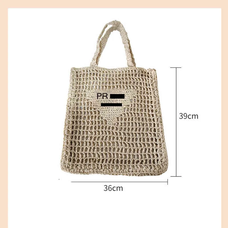 Designer 2022 Digner Embroidered Female Bag Hollow Rafia Straw Tote Luxury Brand Summer Beach Woven Bag Handbags Luxurious