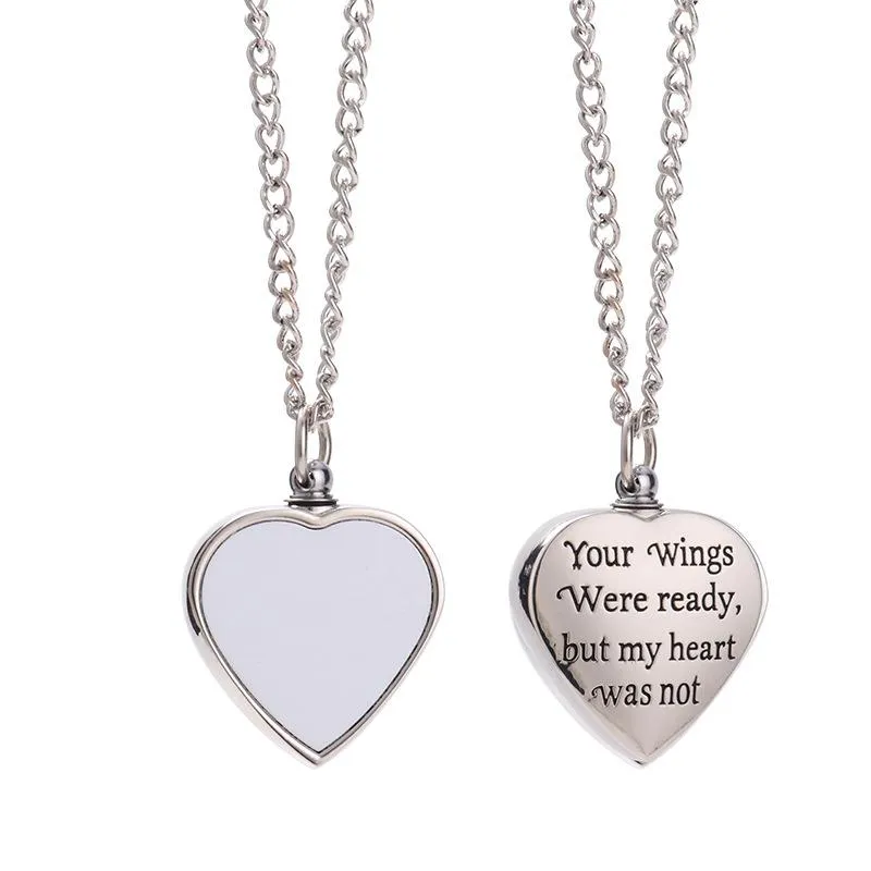 Sublimation Pendant Thermal Transfer Printing Necklace Urn Memorial Necklaces White Blank DIY Pendants Lovers Heart Ornament with Sublimated DH8880