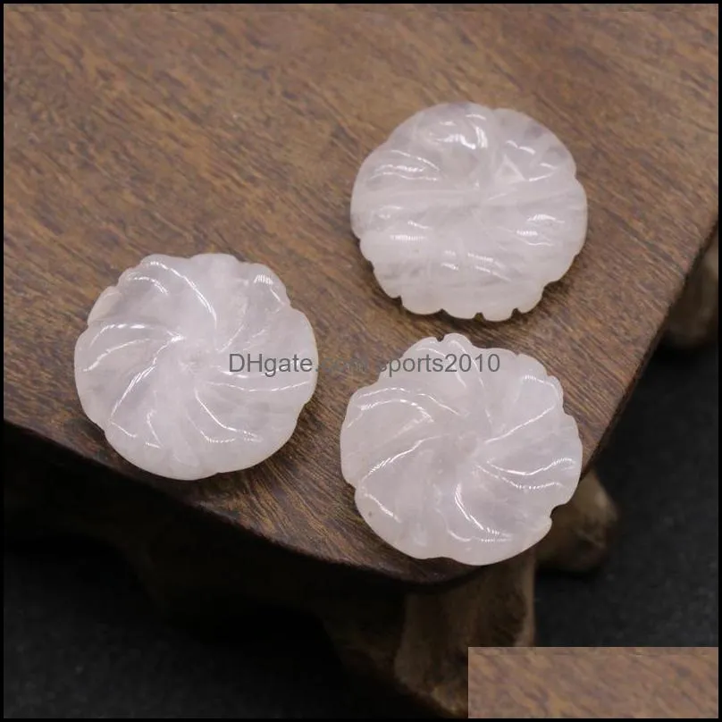 20mm carved flowers loose beads stone natural rose quartz turquoise stone naked stones diy jewelry sports2010