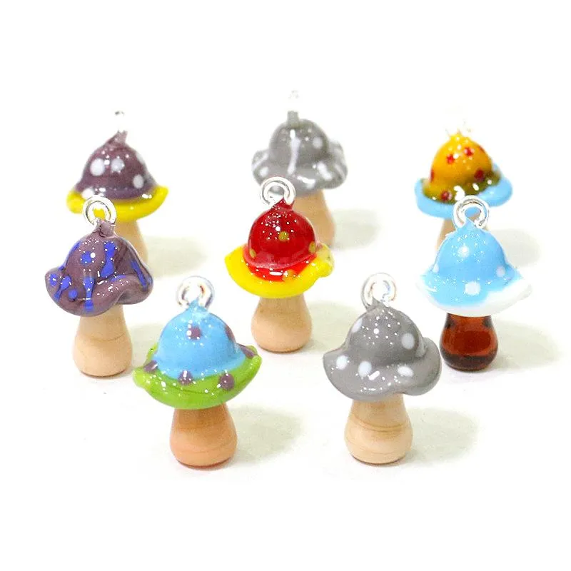 Objets décoratifs Figurines Décor De Pâques Rare Mignon Mini Verre Champignon Pendentif Charmes De Mode Femme DIY Bijoux Pour Femme Filles Collier