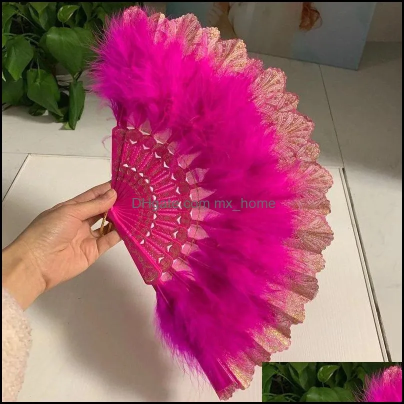 home decor feather folding fan sweet fairy girl dark gothic court dance hand fan with pendant gift wedding party decoration